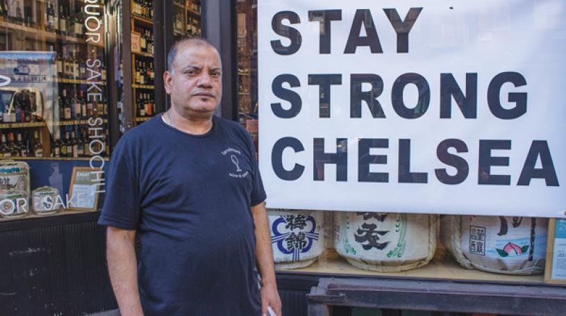 Message received: Binod Bhattarai, of Landmark Wine & Spirits — a stop on Sept. 24’s Chelsea Small Business Crawl. Photo by Naeisha Rose.
